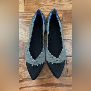 Rothy's The Point Gray-Black Mist Cap-toe Ballet Flat Sz 10.5